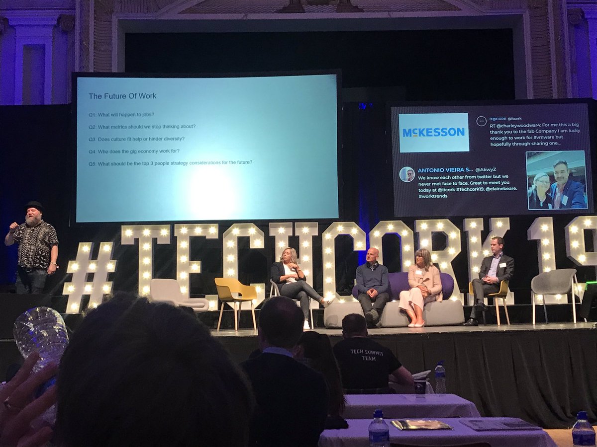 Such an interesting discussion on the future of work at #TechCork19 let’s focus on values rather than culture <a href="/itcork/">EveryNewBaby</a>