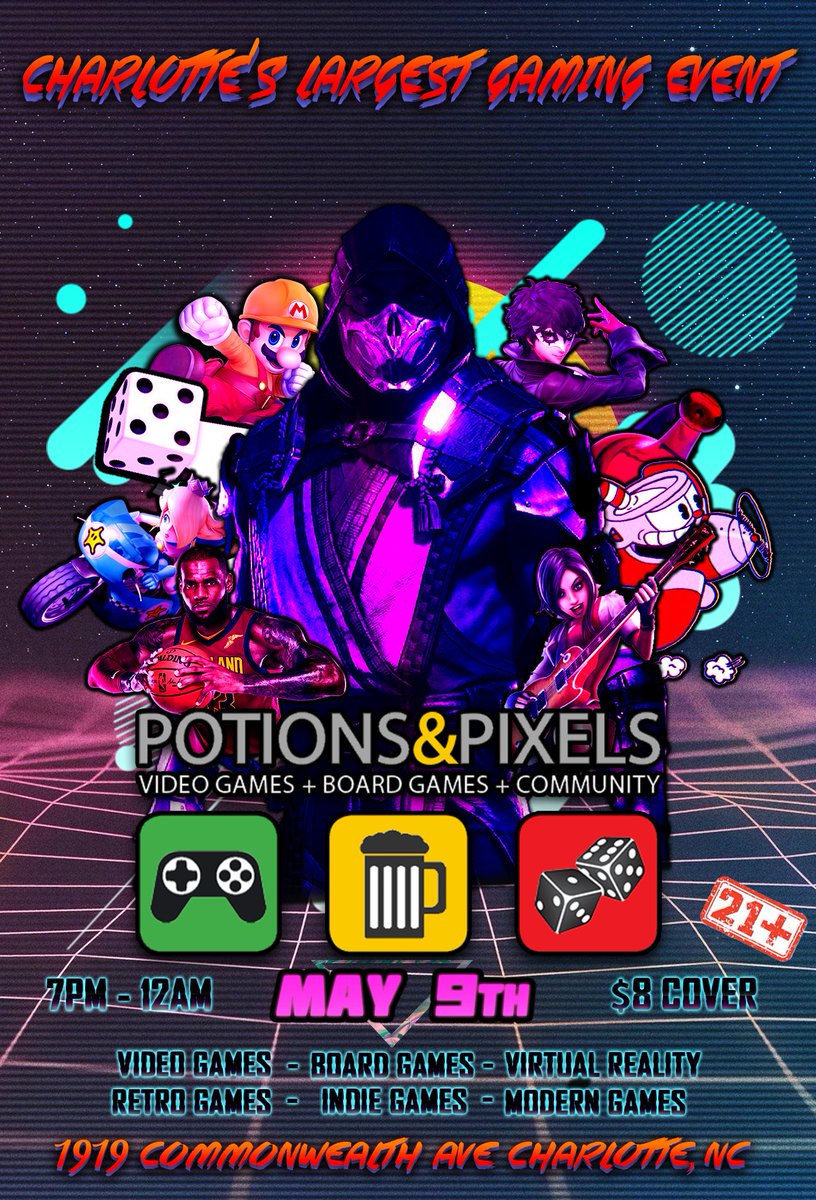 Join us for Charlotte's Largest Monthly #Gaming Event!

We are bringing people together to enjoy #VideoGames, #BoardGames, &amp; #VirtualReality, with a huge mix of Retro, Modern, and #IndieGames!

Don't miss it!

#vr #tabletopgames #rockband #games #charlottesgotalot #Charlotte #clt