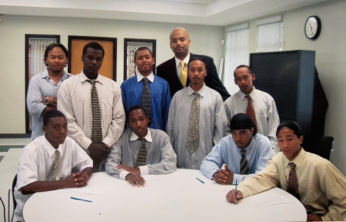eschneeberg's tweet photo. #TBT: This is one of my favorite photos. 10 years ago teaching young brothers coming out of lock-up and gangs how to Dress for Success and Prepare for Employment #FathersForward https://t.co/e8hLmVDBlS