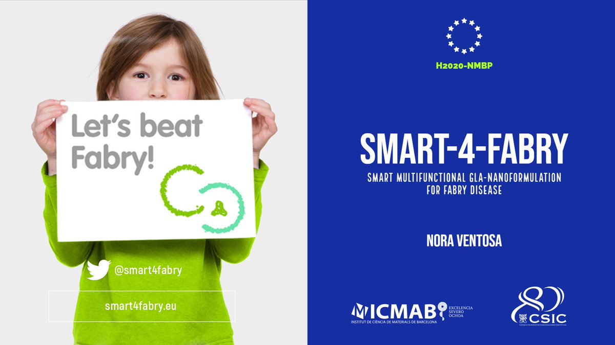 icmabCSIC's tweet photo. @interregeurope @EU_H2020 @EU_Commission @EUinBCN @CSICbruselas Happy #EuropeDay2019๐ช๐บ! Great @EU_H2020 NMBP project #SMART4FABRY @smart4fabry ๐"Smart multifunctional GLA-nanoformulation for Fabry disease" coordinated by Nora Ventosa @NanomolGroup. More about this #EuropeDay project: https://t.co/84lkRFy9PK https://t.co/iRVOPr81p2