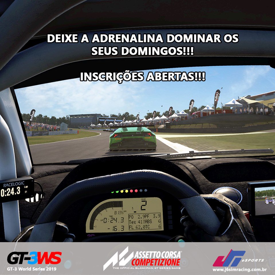 J6SimRacing's tweet photo. Assetto Corsa Competizione - GT-3 World Series 2019. Inscreva-se já! Acesse https://t.co/nwFVIUlLQi
#J6SimRacing #GT3WS #automobilismovirtual #simracing #beACC #ACCompetizione https://t.co/8WN5ZPAi2q