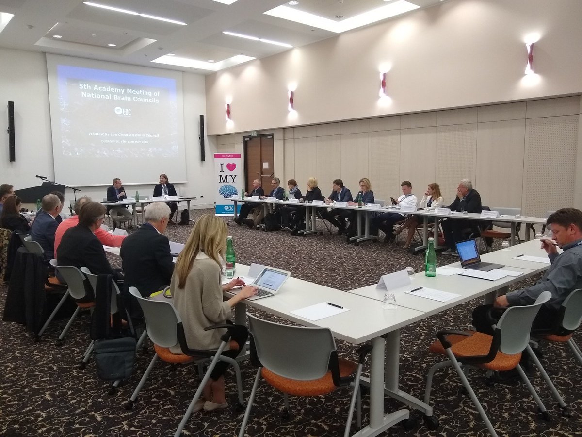 EU_Brain's tweet photo. The 5th Academy of National #Brain Councils has just kicked off in Dubrovnik, Croatia, hosted by the Croatian Brain Council. The two day meeting begins with an introduction and welcome from CBC's Prof. D. Mitrecic and EBC's Executive Director, F. Destrebecq #NBCsAcademy https://t.co/tu1WZAe0UA