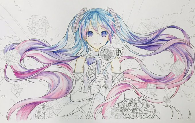 初音ミクの塗り絵のtwitterイラスト検索結果 古い順