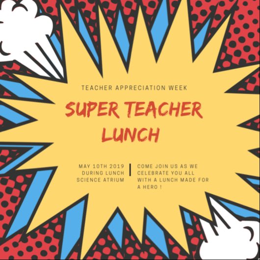 Teachers make sure you come out during lunch in the science atrium!!