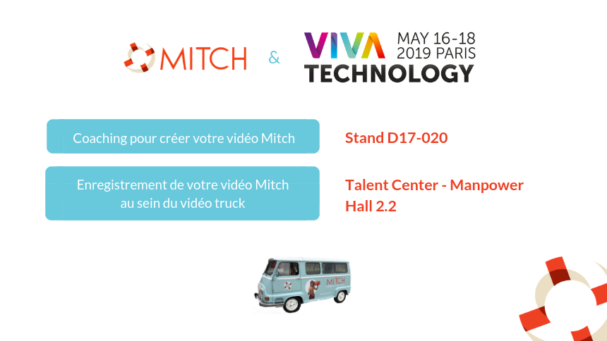 MitchJobs's tweet photo. #RessourcesHumaines #Recrutement | J-7 avant de retrouver Mitch au salon #VivaTech ! 2 points de rencontre : retrouvez-nous stand D17-020 ainsi que sur le Talent Center de @ManpowerFrance à bord du vidéo truck Mitch 🚙 https://t.co/ZoxPr3XvCV