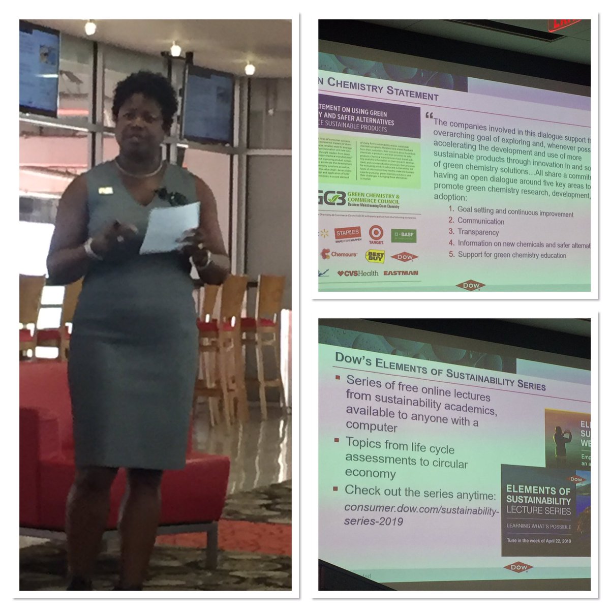 DRBoverhof's tweet photo. @euniceheath5 in Cincinnati with @The_GC3 talking Sustainability elements at Dow including innovation, collaboration, transparency and inclusion!  Very ambitious and inspiring!  @DowNewsroom @mary_draves https://t.co/aVCeNmvY0c