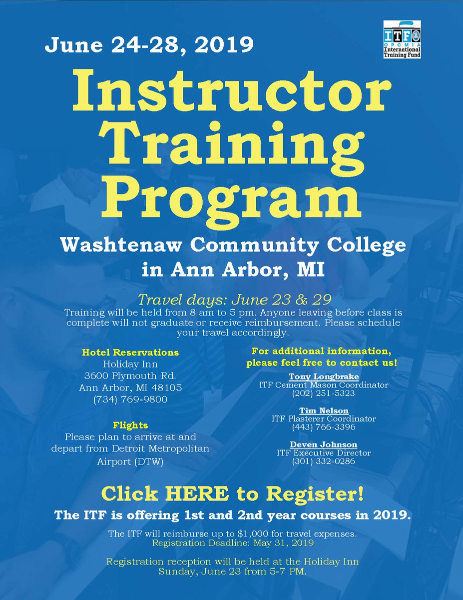 OPCMIATraining's tweet photo. ITS HERE!!!!! Time to register for the 2019 OPCMIA Instructor Training Program! This year the OPCMIA is offering courses for First-Year Participants and Second-Year Participants. See attachments for information. If you need help registering please contact the ITF at 443-535-1900. https://t.co/PkeBlvzHTX