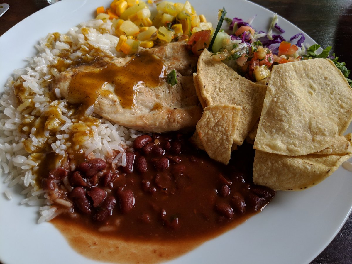 three_whales's tweet photo. "In Costa Rica, we eat rice and beans for lunch, and beans and rice for dinner."

It might not sound the most appetizing, but wow they make it taste good! We came home with a bottle of their secret salsa and will be attempting to make our own! #FoodTravel #CostaRica #EatLocal https://t.co/S0ktDo1zmP