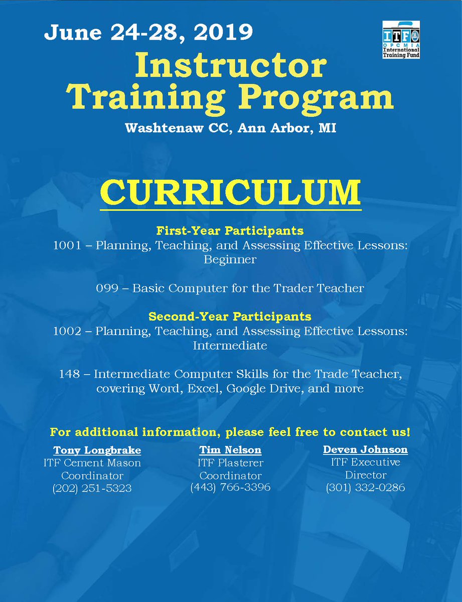 OPCMIATraining's tweet photo. ITS HERE!!!!! Time to register for the 2019 OPCMIA Instructor Training Program! This year the OPCMIA is offering courses for First-Year Participants and Second-Year Participants. See attachments for information. If you need help registering please contact the ITF at 443-535-1900. https://t.co/PkeBlvzHTX