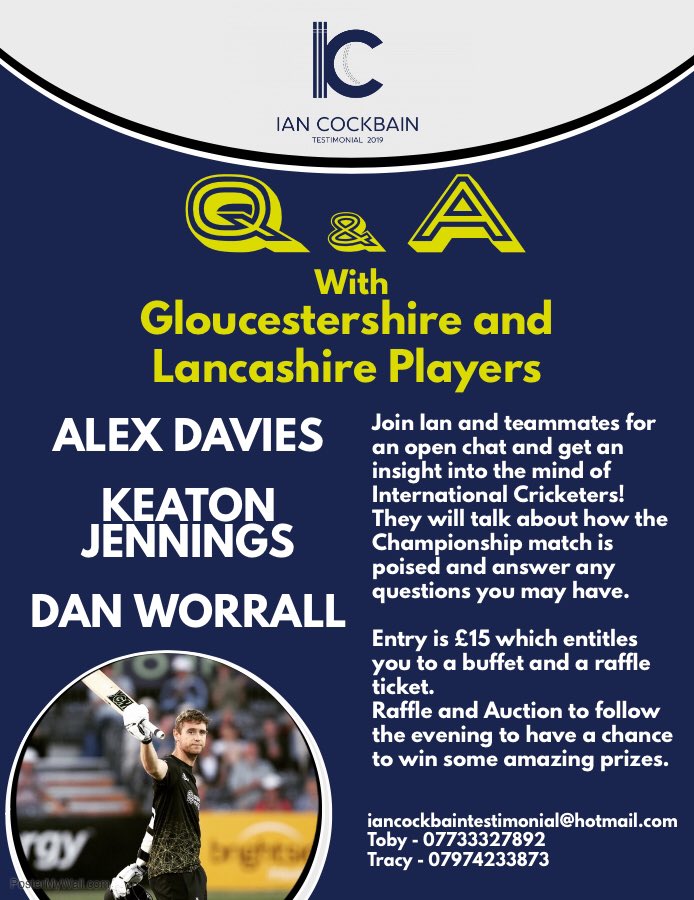 Get your questions ready!! You have the amazing opportunity to get an insight into current International Players mind! #questiontime #Cheltenham #fundraiser #iancockbaintestimonial #cricket