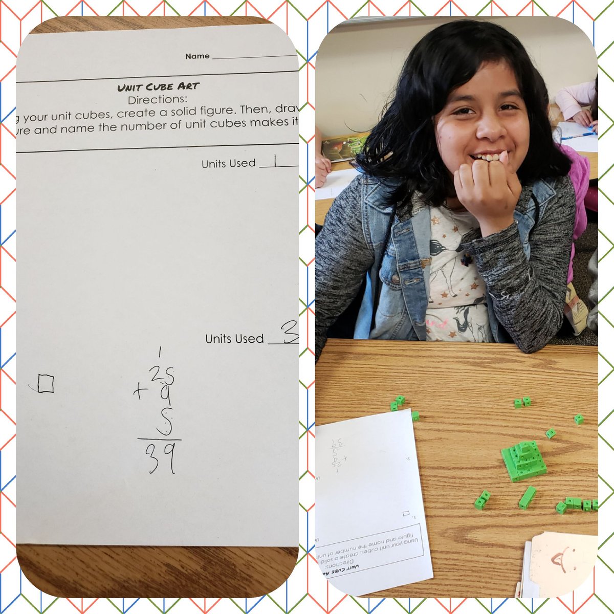 TeamMyers201's tweet photo. Doing a little geometry with some unit cub art in #team201 #einsteinstrong https://t.co/giLVf2hkls