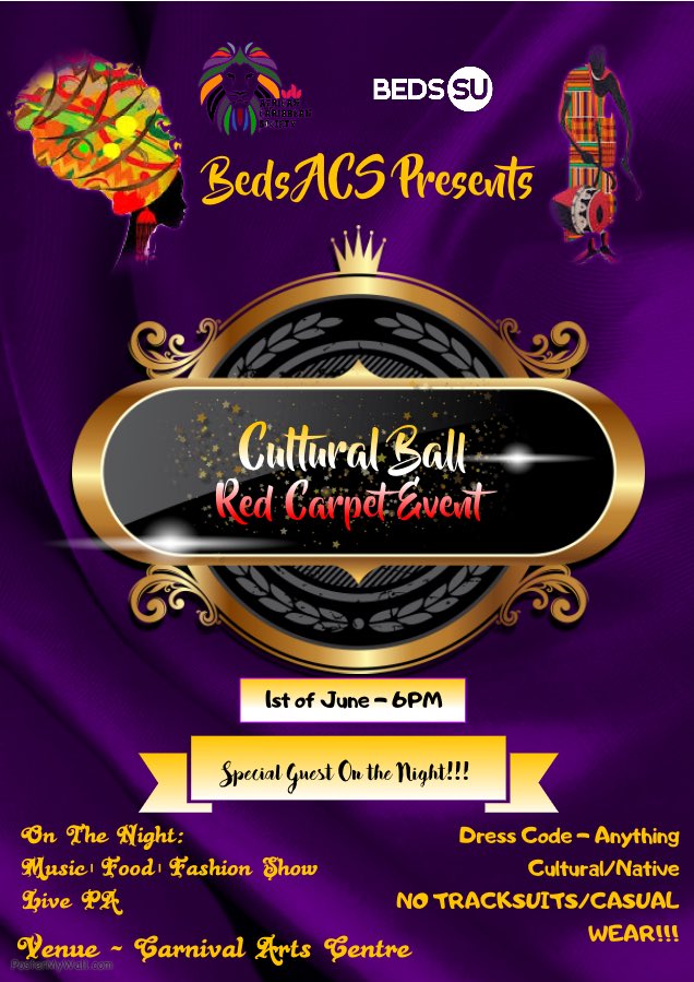 It’s almost time for the ACS culture ball!!! Get your kente and Ankara ready for a night full of fun and many surprises👀 Link to get your tickets: bedssu.co.uk/groups/acs/eve…