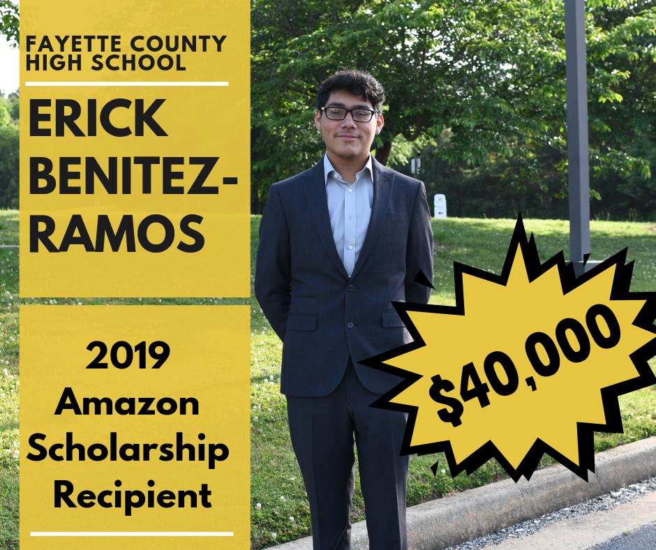 fcboe's tweet photo. WOW, this is HUGE!! Congratulations to @FCHSTigers Erick Benitez-Ramos! He is the 2019 Amazon (@amazon) Scholarship recipient of $40,000 ($10k per year for his college education)!
Erick will attend @GeorgiaTech in the fall and major in Computer Science! #ExcellenceandCreativity https://t.co/lFqof9lUJl