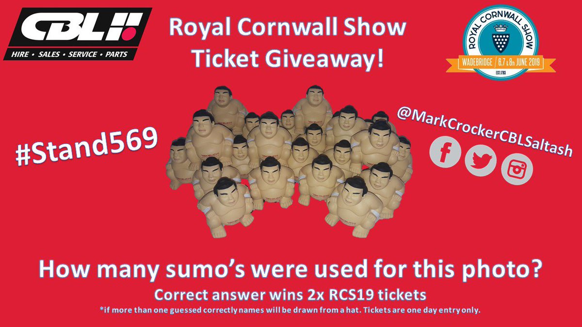 *** TICKET GIVEAWAY *** 
Enter your guesses below
Winner will be chosen 30th of May
<a href="/CBLSaltash/">CBL Saltash</a> <a href="/CBLCentralParts/">CBL Central Parts</a> #RCS19 #Stand569