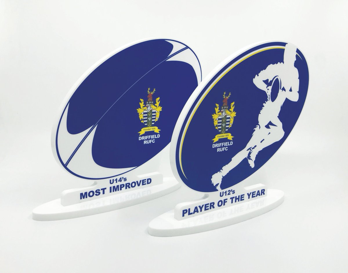 Whatever the shape of your team's balls, we can cut it! ⚽️🏉🎱🏓🏑🎾 Here's a design to honour the rising stars of <a href="/Driffrugby/">Driffield RUFC</a> U7s to U15s. Our laser cut acrylic awards are designed, cut, printed &amp; laser engraved in-house for low cost, delivery time &amp; MOQ. bit.ly/2JeCiiC
