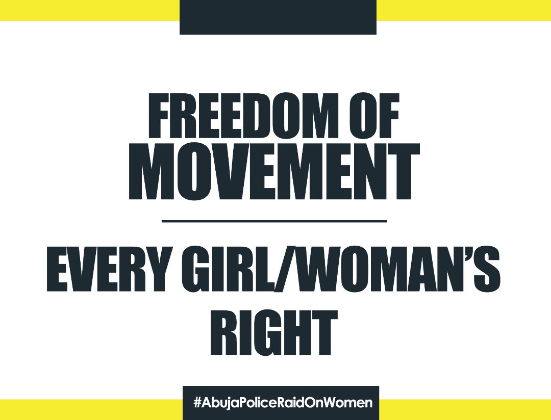 ChiomaChuka's tweet photo. Stop the violence. End impunity against women everywhere. Stop the raids. 

#AbujaPoliceRaidOnWomen

Friday the 10th of May 2019
Time: 9am
Venue: Eagle Square (Car Park Entrance) https://t.co/nQwXEpb7VU