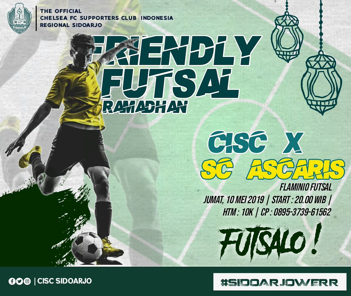 FRIENDLY FUTSAL RAMADHAN
CISC SDA X SC ASCARIS | JUM'AT, 10 MEI 2019 | FLAMINIO | START : 20.00 WIB | HTM : 10 K | CP : 0895373961562 ( JUN )
.
.
#budalo #FUTSALO
#funfutsal #futsalramadhan #ciscsidoarjo #cspn #Sidoarjowerr