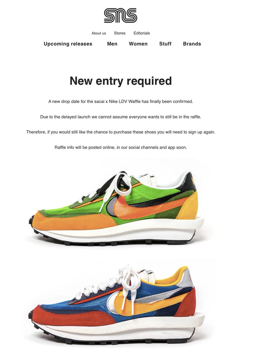 sacai waffle raffle