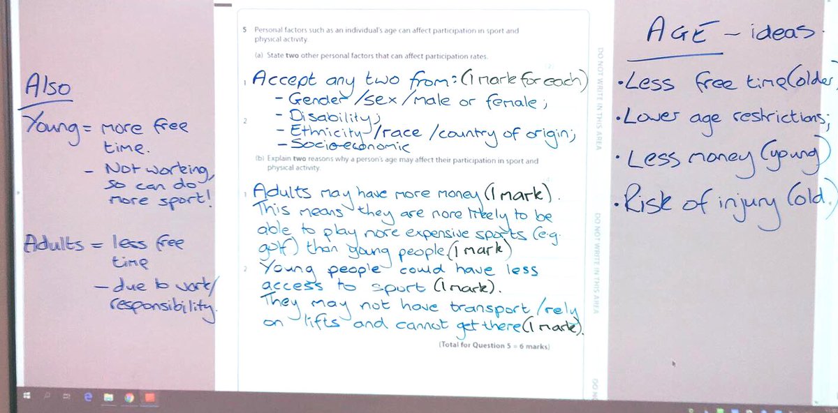 LimehurstPE's tweet image. M O D E L   A N S W E R

How age can affect participation. 

Paper 2. 
#gcseperevision 

@LimehurstAc