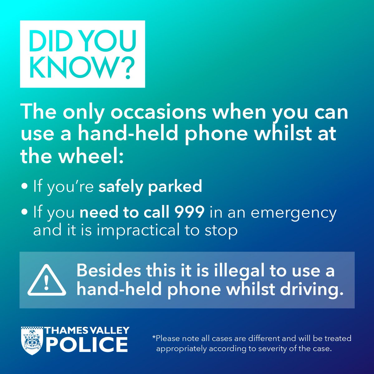 Seeing as there's a fair amount of talk today regarding using your phone whilst driving...

#ItsNotWorthTheRisk 📵