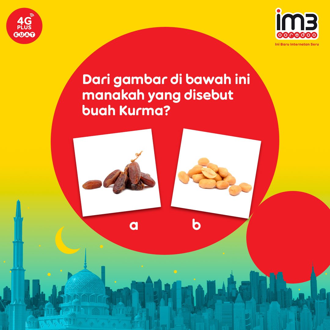 indosatim3's tweet photo. Jadi, yang mana buah kurma? Jawab pertanyaan berikut, yuk! RT tweet ini, reply jawabanmu dengan hashtag #BerkahSahur #RamadanMakinKuat dan mention 2 teman untuk dapatkan pulsa gratis 25K bagi 5 orang beruntung dari IM3 Ooredoo! https://t.co/hzuHGvEOoG https://t.co/BTehYGCsJa
