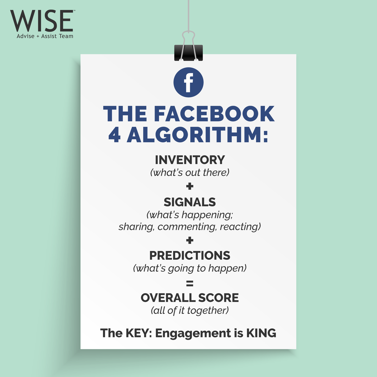 WISEAdviseTeam's tweet image. SOCIAL MEDIA ALGORITHMS CRASH COURSE: FACEBOOK
Facebook prioritizes genuine engagement. Focus on getting your audience to share, comment, and react to your content. Be sure it’s REAL. Get to know who your audience is and what they want from you. #tips #algorithmtips
