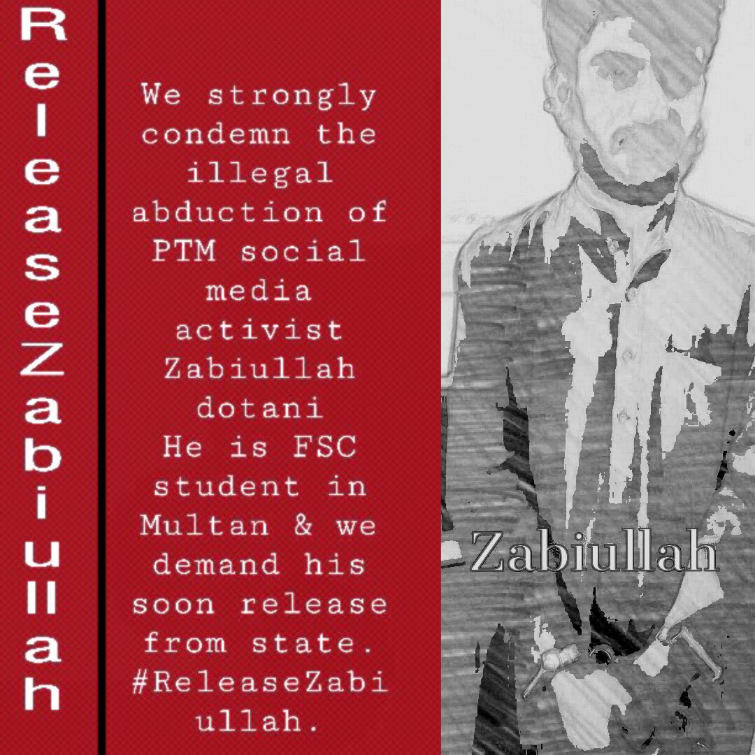 #ReleaseZabiUllah
@a_siab @a_baittani @nidkirm @MalikAchkJourno @ZiauddinY @GulBukhari @sanaejaz2 @atifthepoet