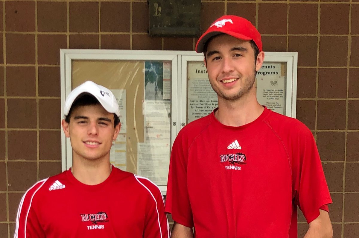 Good luck to Dean and Owen at the NCHSAA State Tournament tomorrow!!!  Play starts at 9am at Millbrook Exchange Park in Raleigh. 🎾🍀🐴 #MCHS2019 #hardworkpaysoff