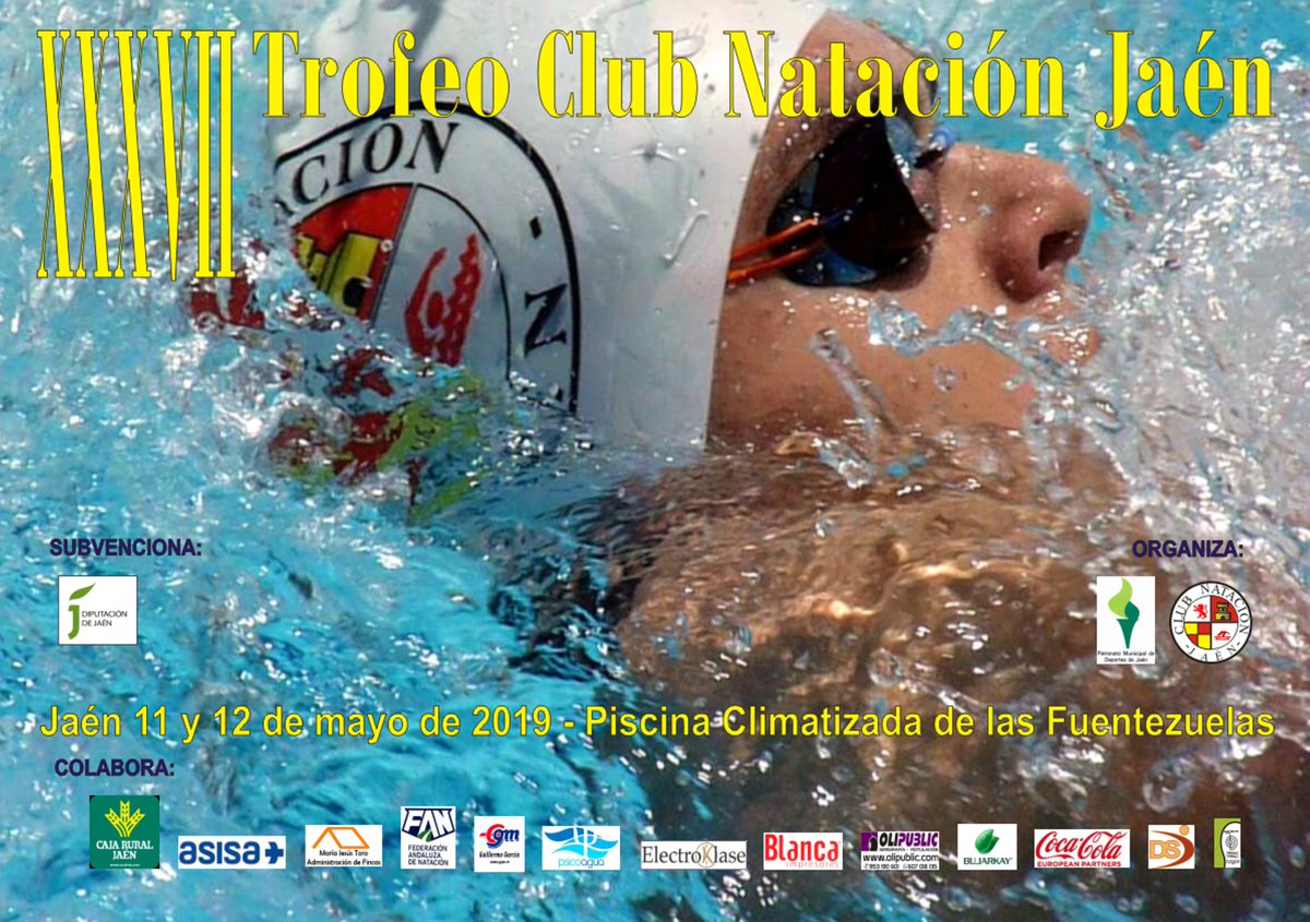 Durante el próximo fin de semana se celebrará en Jaén el XXXVII Trofeo C. N. Jaén organizado por el Patronato Municipal de Deportes y este club.
Las pruebas se nadaran en 3 sesiones, sábado mañana y tarde, y domingo mañana.