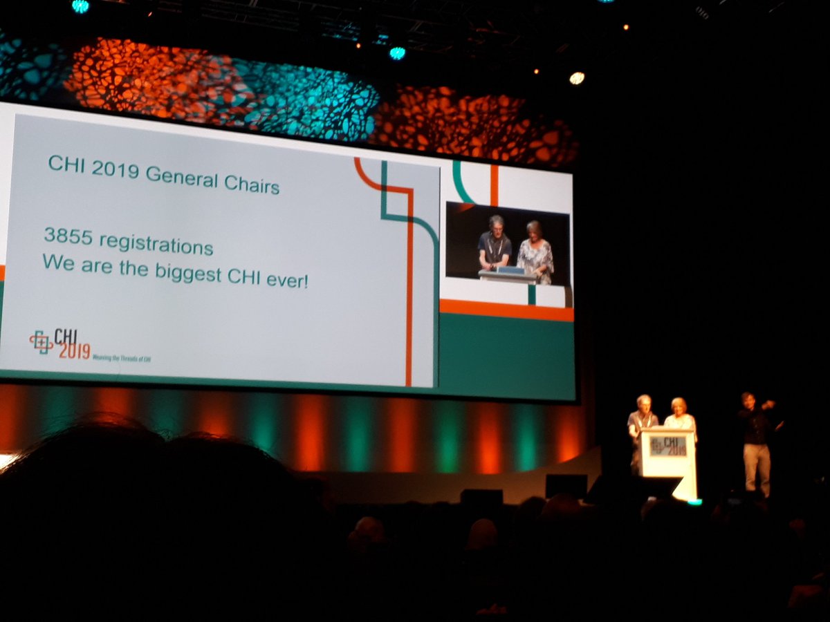 The closing ceremony of the biggest CHI ever ! Thank  you, @geri_fitz, @SABrewster and all the other chairs, organisers, student volunteers and everyone who made #chi2019 such an unforgettable experience!