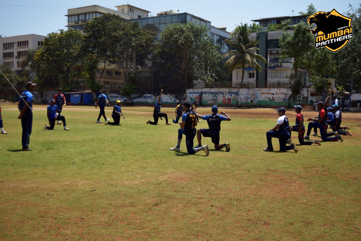 NMumbaiPanthers's tweet photo. Here's a sneak peek from the practice session of #NorthMumbaiPanthers at Cross Maidan, Churchgate. Stay tuned for more updates! #T20Mumbai #HouDeDanga #Season2 #EkdumMumbai https://t.co/bArRHHR8Tb