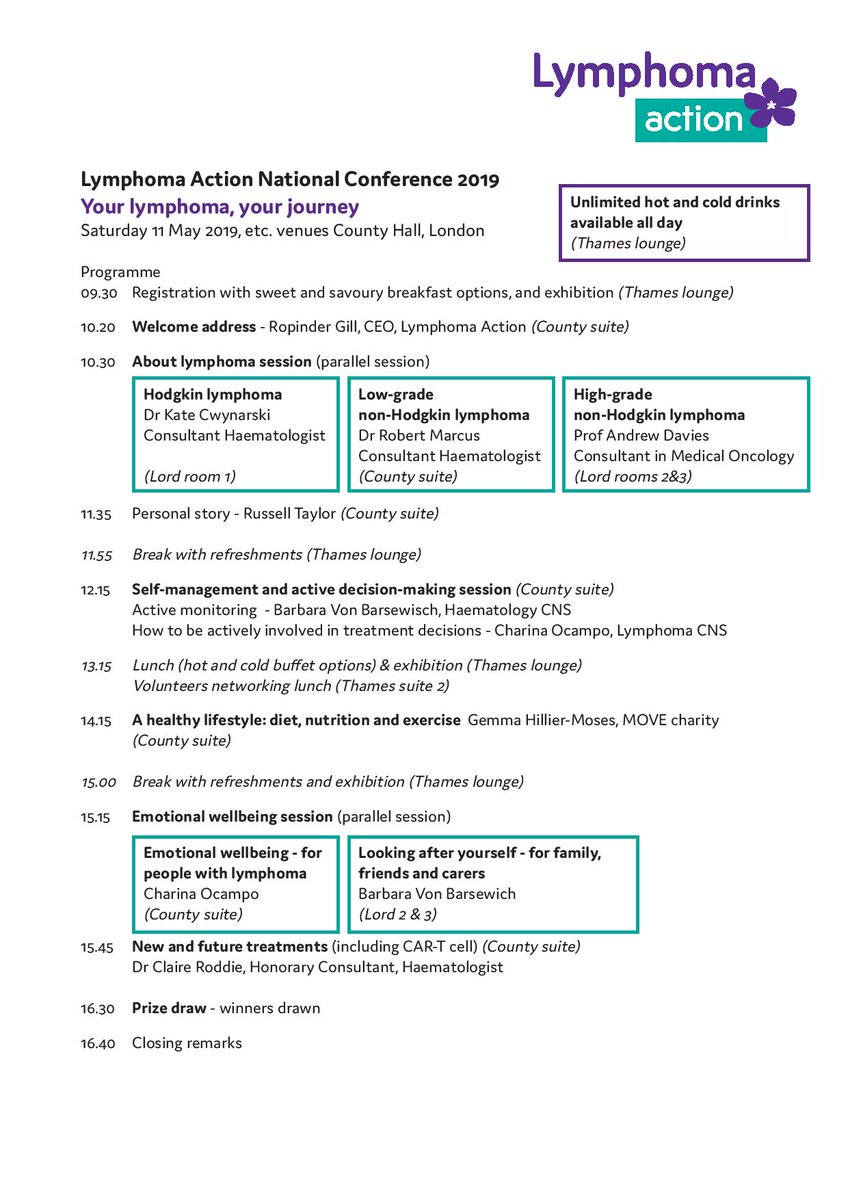 This year #LymphomaConf has a focus on self-management & decision-making, wellbeing, & the emotional impact of #lymphoma. We also have specific sessions for families, friends & carers to recognise the unique impact of lymphoma on those supporting their loved ones #LymphomaMatters