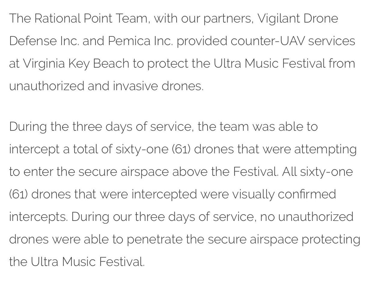 TheDroneGuy's tweet photo. A company known as “Rational Point” boasts of having partnered with Vigilant to intercept 61 #drones. The FCC fine is up to $16,000 for each jammer use, and as much as $112,500 for a single use (in addition to equipment seizure and possible imprisonment). @MiamiPD @FCC @FAANews. https://t.co/ViWcMgngWL