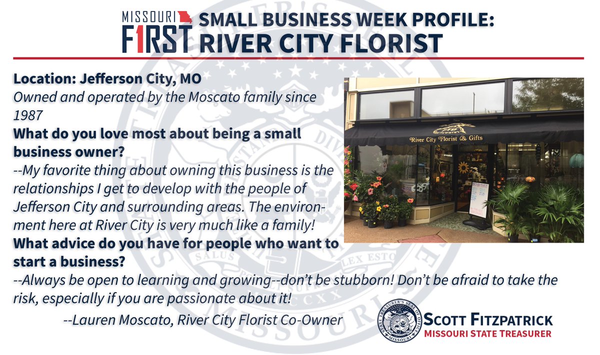 River City Florist has been a mainstay in <a href="/DowntownJCMO/">Downtown JCMO</a> for over 30 years. They specialize in custom floral arrangements and serve as the florist for the Missouri Governor’s Mansion. #SmallBusinessWeek Learn more: