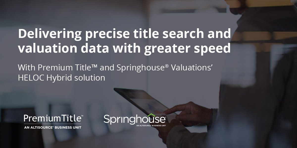 Altisource's tweet image. Premium Title and Springhouse Valuations launch a new Altisource® HELOC Hybrid solution. HomeVal offers a full suite of customizable products including low cost title and valuations. Learn more at 
ow.ly/m1Yx50tXmgo

 #heloc #titleinsurance #realestatevaluations