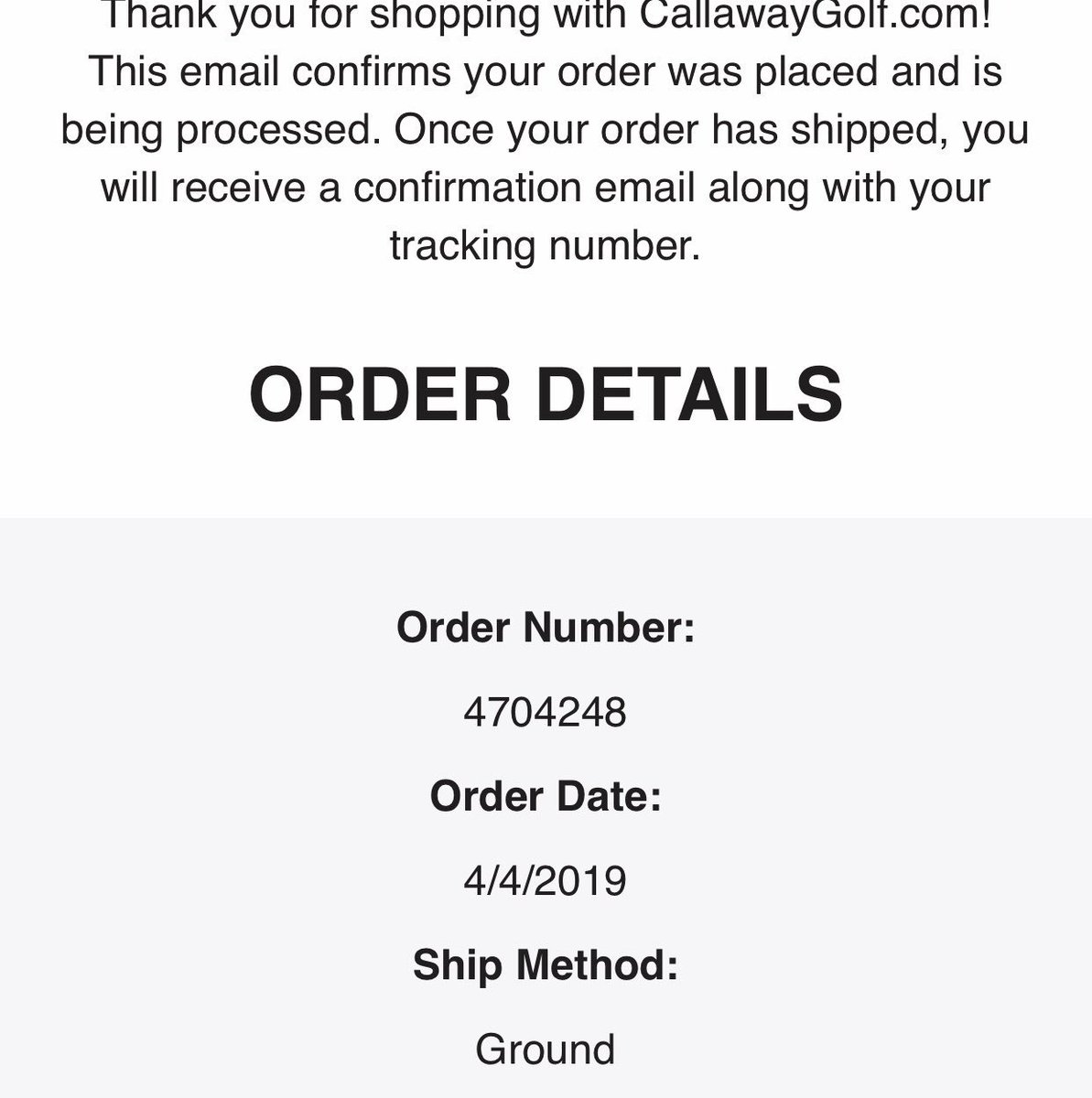 RoushSI's tweet photo. @CallawayGolf @odysseygolf  Nothing like being notified over a month later that your new golf bag is on back order. Tremendous customer service over there! https://t.co/5cdJTR19aY