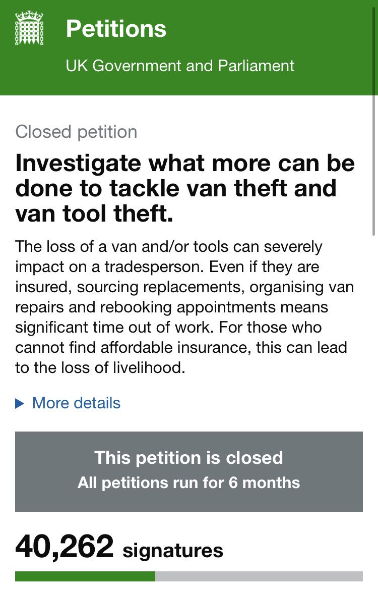 Unfortunately the #noVANber petition failed to get the signatures required to take it to parliament within the 6 month limit.
If anyone else wants to campaign against tool theft you have our support 👏🏽
In the meantime secure your vans, mark your tools and good luck out there ✌🏽