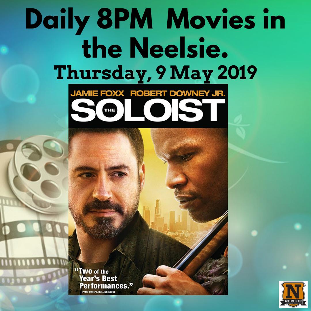 Tonight on the big screen at 8 PM- The Soloist. It is based on the true story of Nathaniel Ayers, a musician who developed schizophrenia and became homeless. See you there!