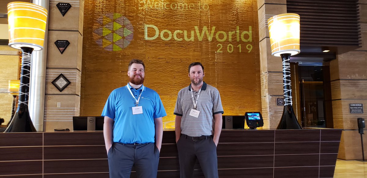 ShamrockSols's tweet photo. Some of our fellow Shamrockers, Jordan Wengler and Stephen VanRossem, getting ramped up for line item invoice processing at the DocuWare conference in Las Vegas. #DocuWorld Americas 2019 #Automation #AP #APSolutions #InvoiceProcessing https://t.co/F5buV4yoB6