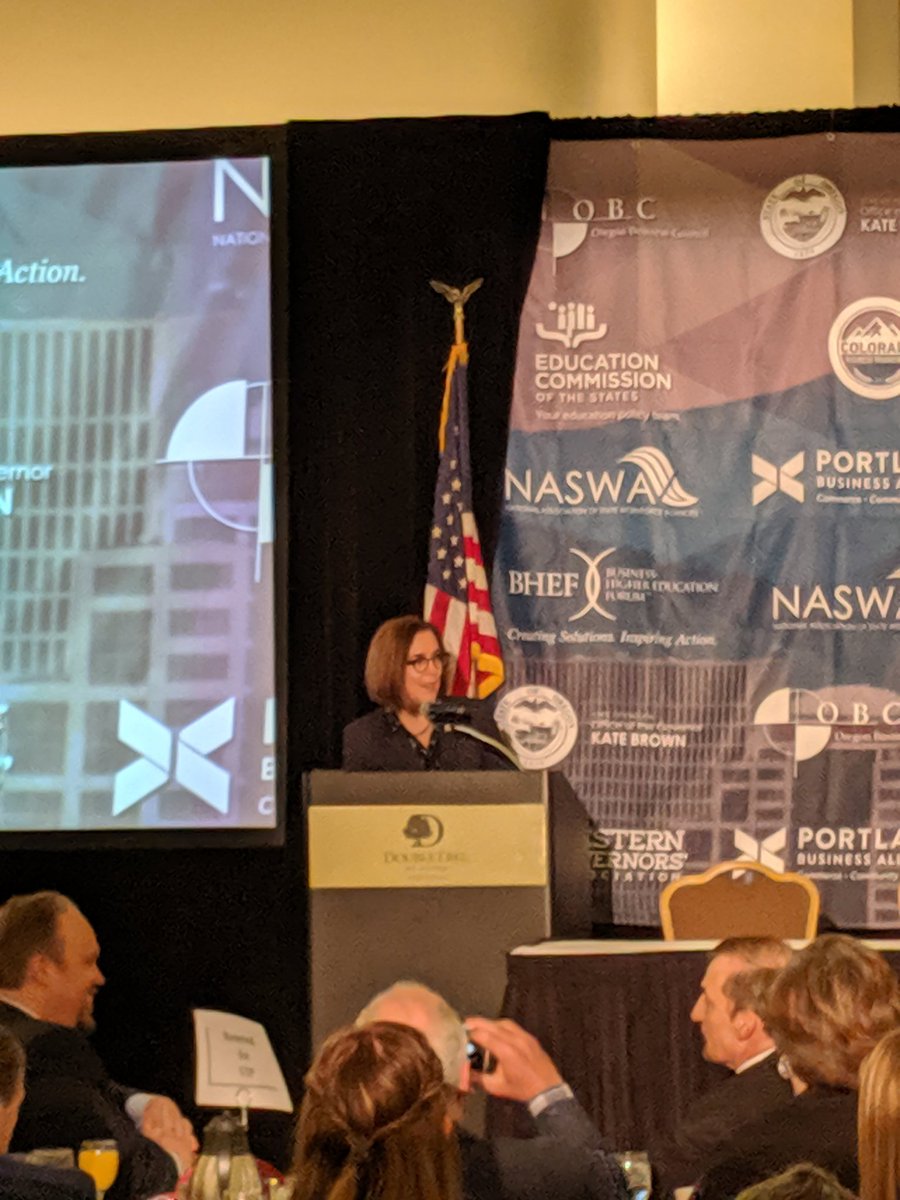 globalpathway's tweet photo. OR Gov. Kate Brown discussing her initiative, Future Ready, that closes the skills gap via ensuring high school graduation &amp; upskilling for adult workers #wpathways https://t.co/OlI2hZ7knD
