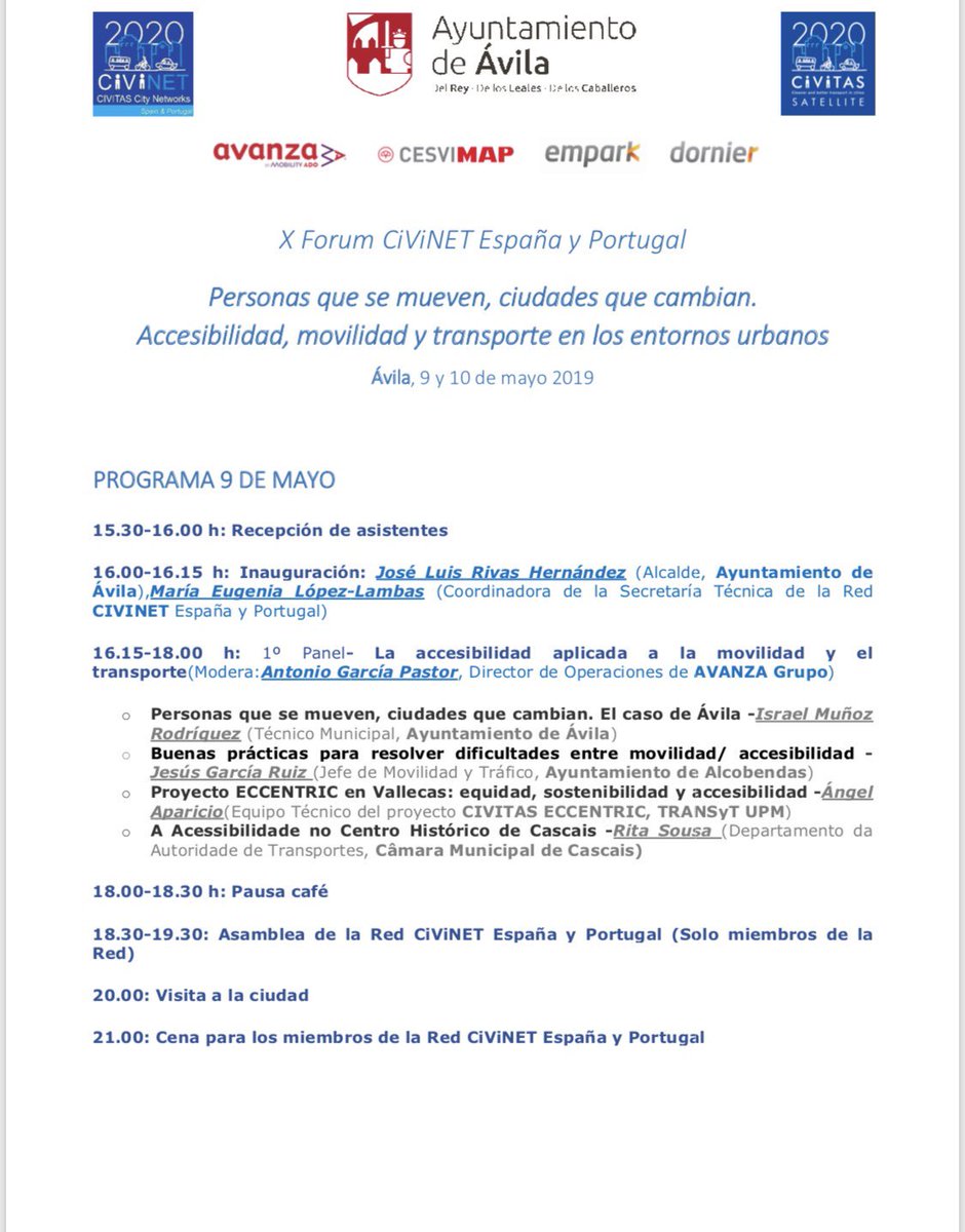 GrupoCPHE's tweet photo. El Alcalde de #Ávila inaugura el X Forum #CiViNET España y Portugal, que se celebra hoy y mañana en el Auditorio Nacional de San Francisco, con el título: “Personas que se mueven, ciudades que cambian. Accesibilidad, movilidad y transporte entornos urbanos” #CiudadesPatrimonio https://t.co/HeuVa7GLIF