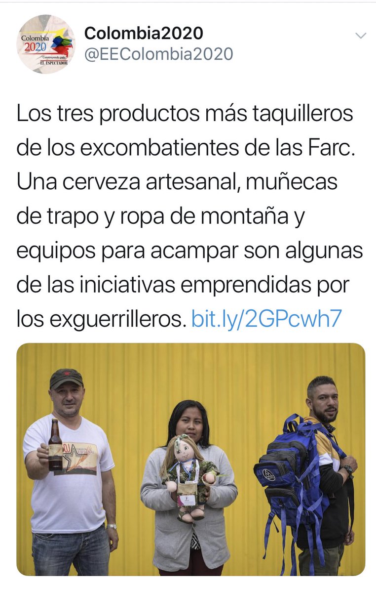 GustavoBolivar's tweet image. Qué dicen estas 4noticias:
1.Exguerrilleros representan a Colombia en mundial de rafting
2.Exguerrilleros descubren 14 nuevas especies en expedición biológica.
3.Exguerrilleros montan editorial
4. Exguerrilleros crean cerveza artesanal, muñecos y ropa.
Hp qué felicidad #VivaLaPaz