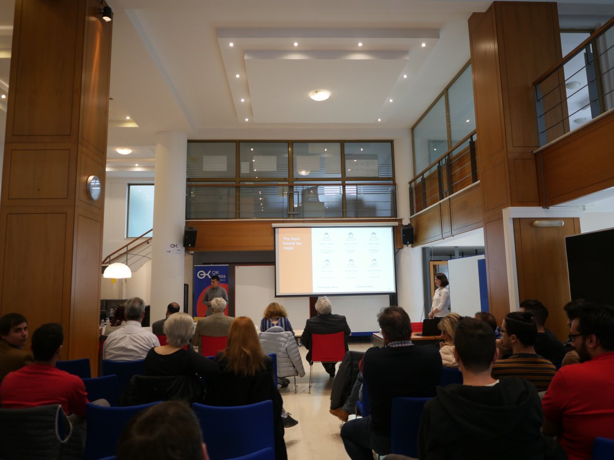 okthess's tweet photo. The teams of the 8th Cycle are pitching in front of a panel of judges consisted of OK!Thess partners and stakeholders.
#happeningnow
#8thCycle
#okthess
#startups https://t.co/0KObczSkRO