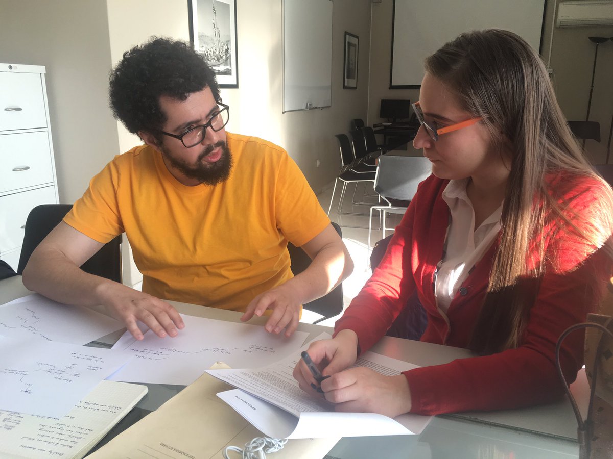 YoungMedVoices's tweet photo. Debaters Samir, Demi, Sirine and Vassileios from #YoungMedVoices (France, Greece, Tunisia) fine-tuning their arguments ahead of the #AthensDebate on #EuropeDay @AnnaLindh @EEAthina @EDICELIAMEP #DebatetoAction https://t.co/G8SjC0eukV