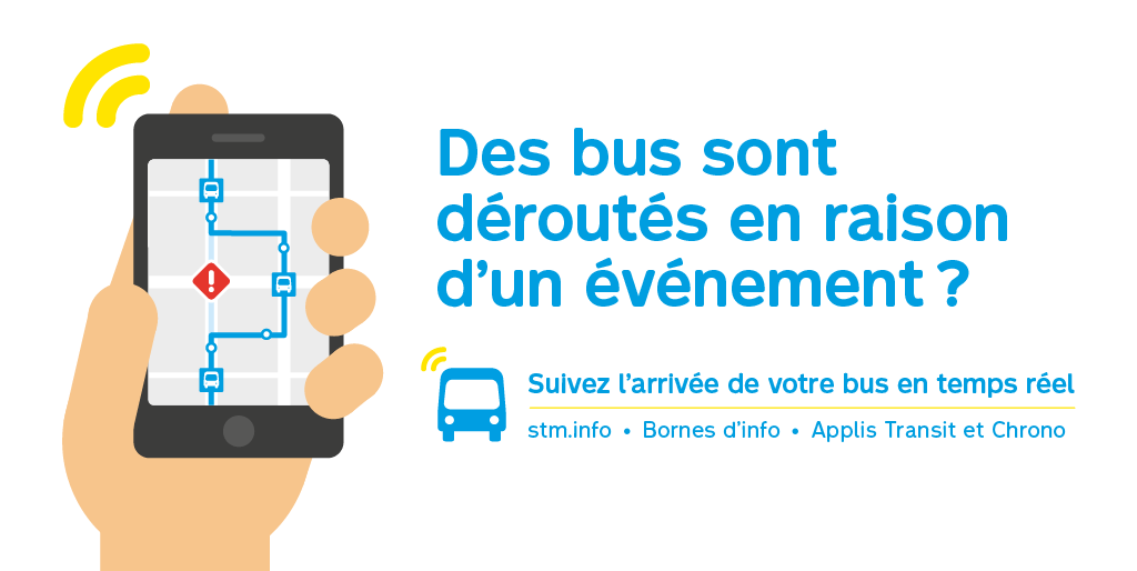 stminfo's tweet photo. [Perturbation du service] 🚌⚠️ Les lignes #stm15, #stm66, #stm150, #stm165, #stm166, #stm435 et #stm747 sont présentement déroutées autour de la station Guy-Concordia en raison de la manifestation en cours. #stminfo https://t.co/F2cToNKuIg