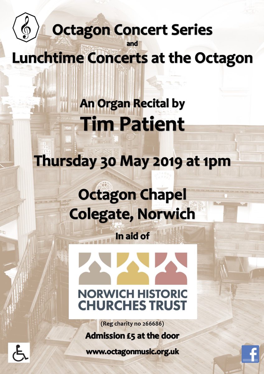A huge thank you to the Octagon Concert Series @OctagonNorwich for offering to host an organ recital in support of our work. We hope lots of our followers and local supporters will be able to attend what will no doubt be a great event!