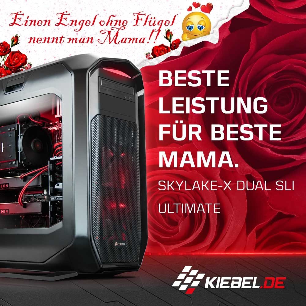 kiebel_de's tweet photo. In 3 Tagen ist #Muttertag! Für alle, die richtig bei Mama auftrumpfen wollen + keine Kosten scheuen: Unser #Gaming-Monster mit: 

► Intel Core #i9-9820X
► 64GB RAM
► 2x #GeForce #RTX2080Ti

So kann Mama endlich Candy Crush mit 60 FPS daddeln - toll!👌 https://t.co/tXYwYGPDYi https://t.co/2etXz7jxmi
