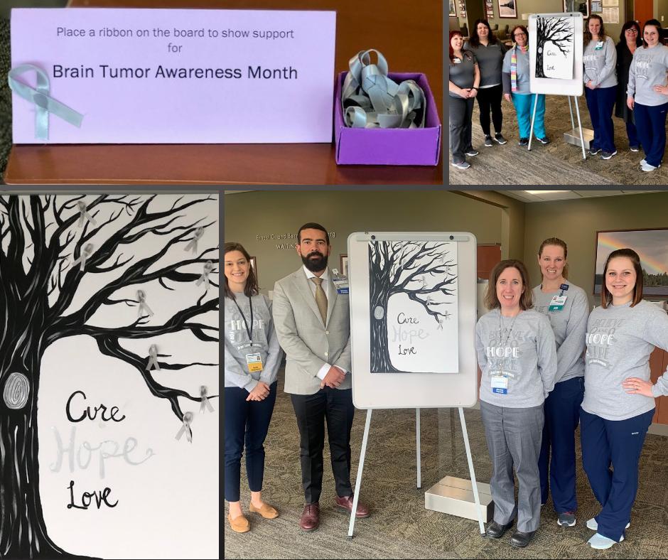 MCWBrain_Spine's tweet photo. The Hope clinic staff and Neuro-Oncology team is still 'turning May gray' for #braintumorawarenessmonth! Alex, RN, created an interactive art piece to raise awareness and celebrate brain tumor patients. Great job, team! #turnmaygray #gograyinmay #TurnMayGray #gogreyinmay https://t.co/r78Q2cMEJF