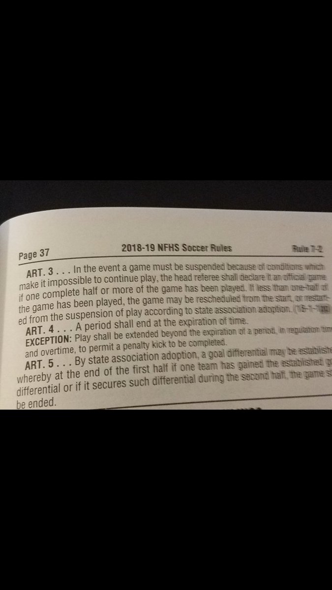 HK_Barber's tweet photo. Source: The North vs. East girls soccer game, which will help decide the City League title, will be finished Friday. The game will start with 16:33 on the clock, East leading 1-0. This ruling goes against the NFHS Handbook but keeps North’s title hopes alive. https://t.co/vrkrt6hqbT