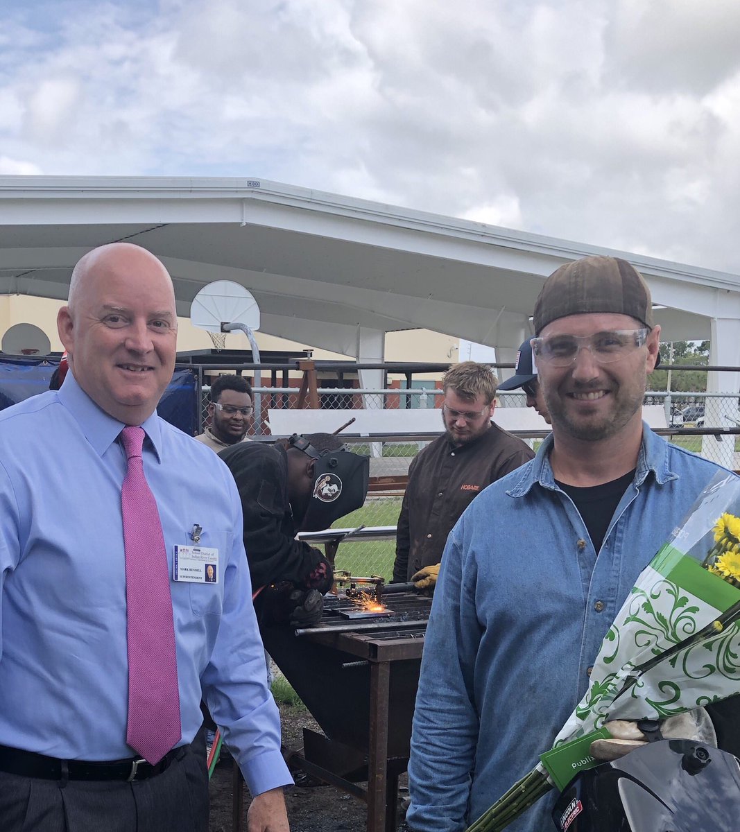 We had to interrupt the welding class at <a href="/TCTCSDIRC/">Treasure Coast Technical College</a> to present Mr. Mosblech his gift card and flowers from <a href="/Publix/">Publix</a> &amp; <a href="/Unitedwayirc/">Unitedway Irc</a>  - the #TeacherAppreciationWeek Gratitude Tour is on fire!